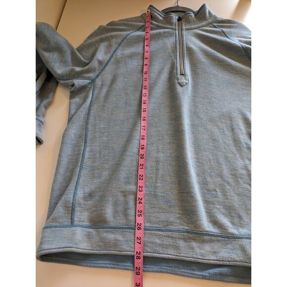 Tommy Bahama Sweater Reversible Quarter Zip Cotton Lyocell Outdoor Blue Size L - Picture 9 of 9
